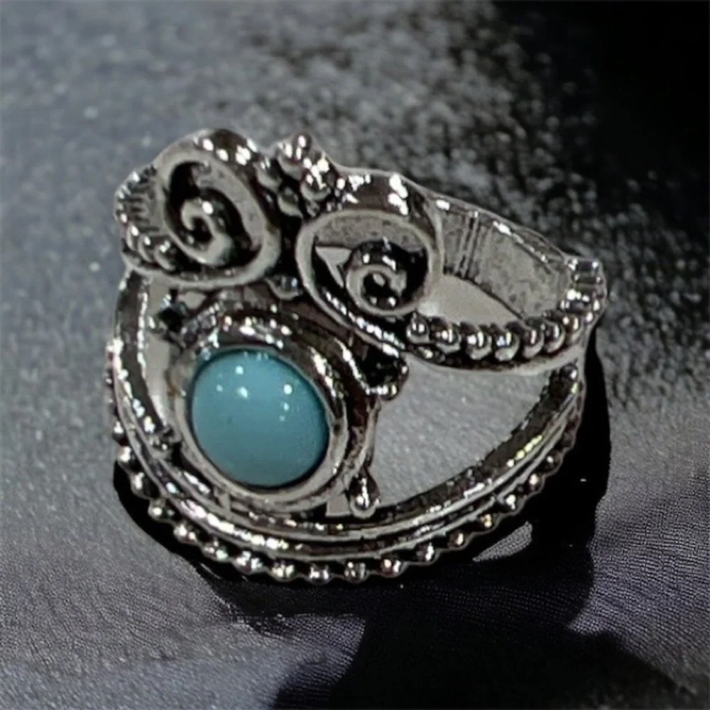 NEW TURQUOISE STACK BOHO VINTAGE STYLE RING SET